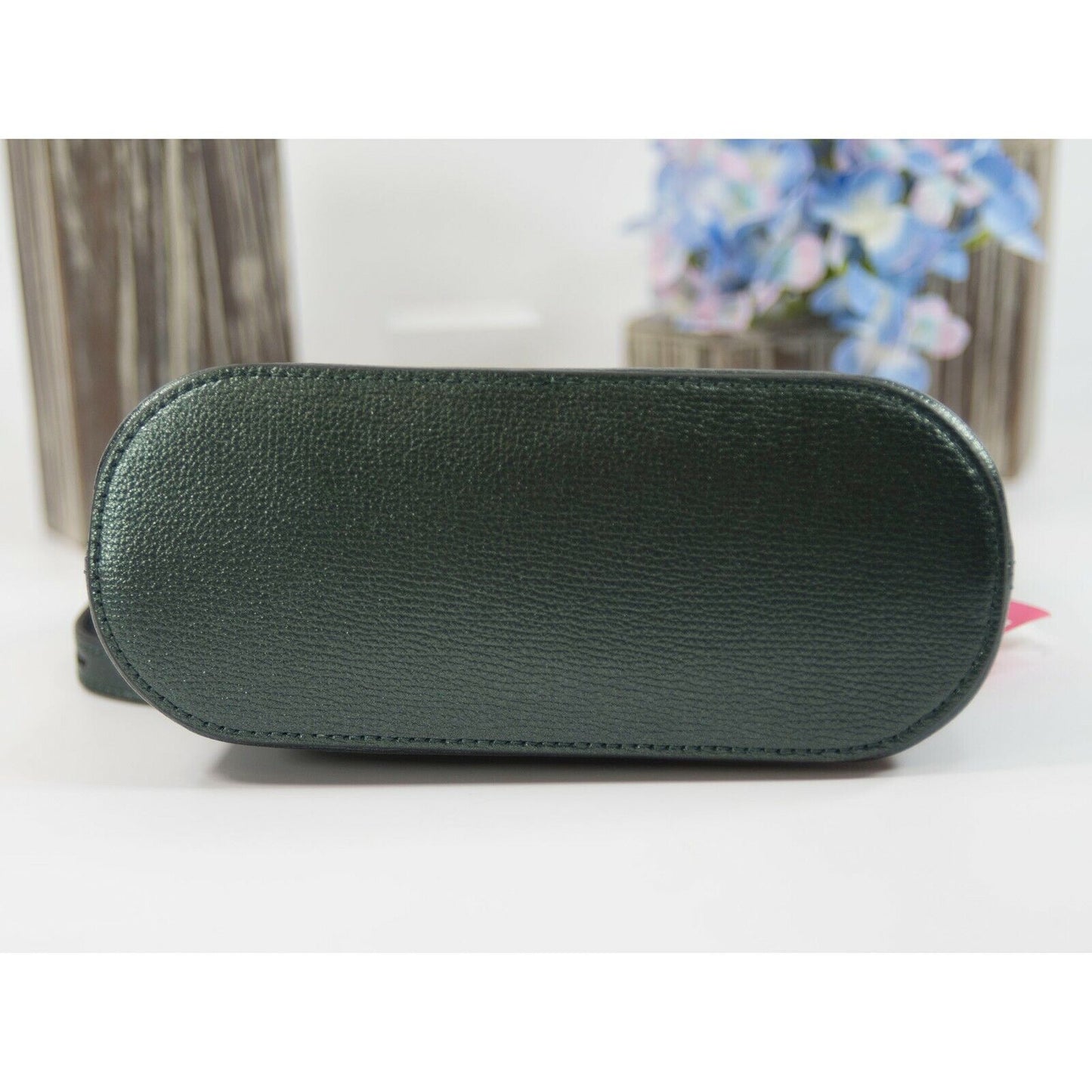 Kate Spade Sylvia Deep Evergreen Metallic Leather Medium Dome Crossbody Bag NWT
