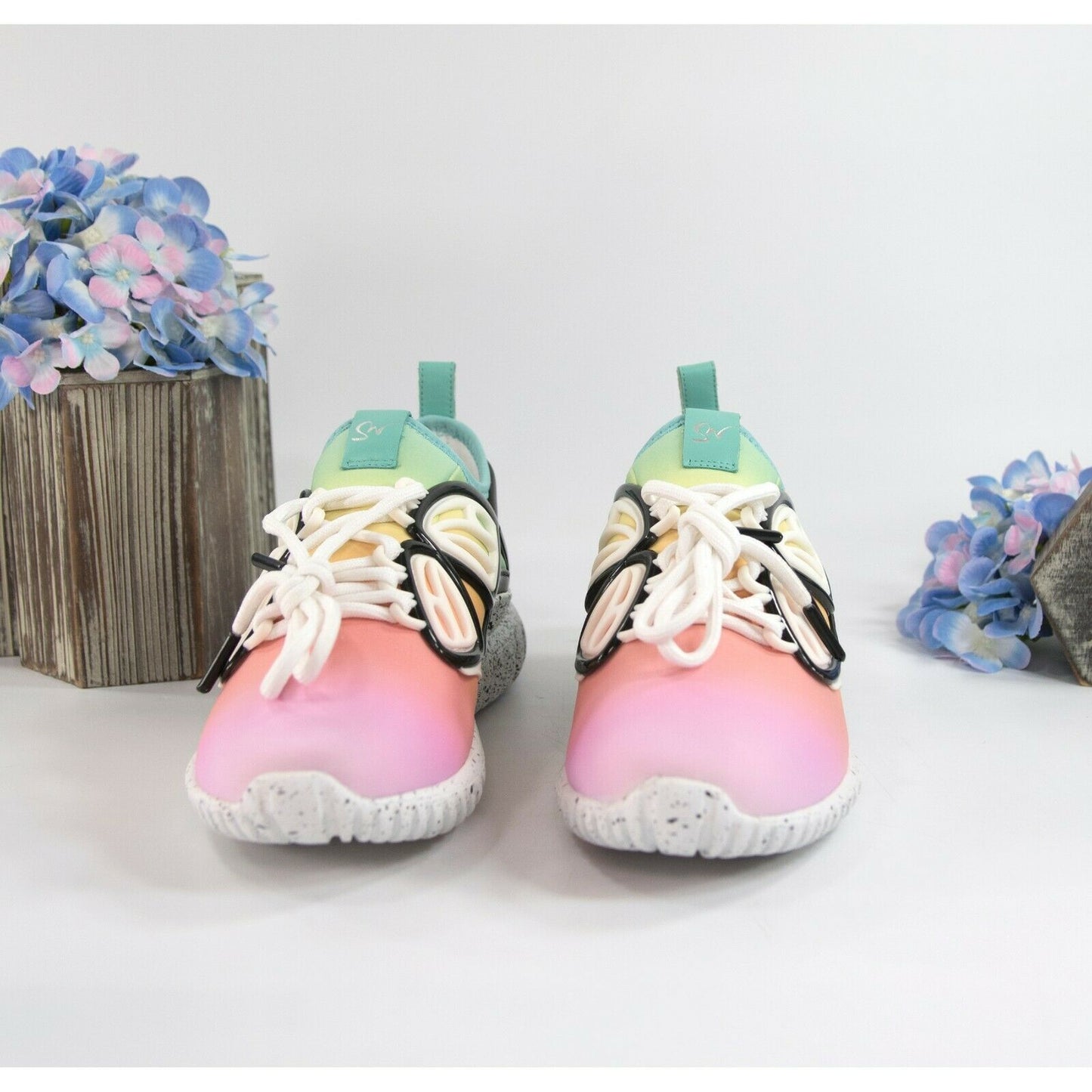Sophia Webster Fly By Rainbow Ombre Neoprene Leather Sneakers Size 38 NIB