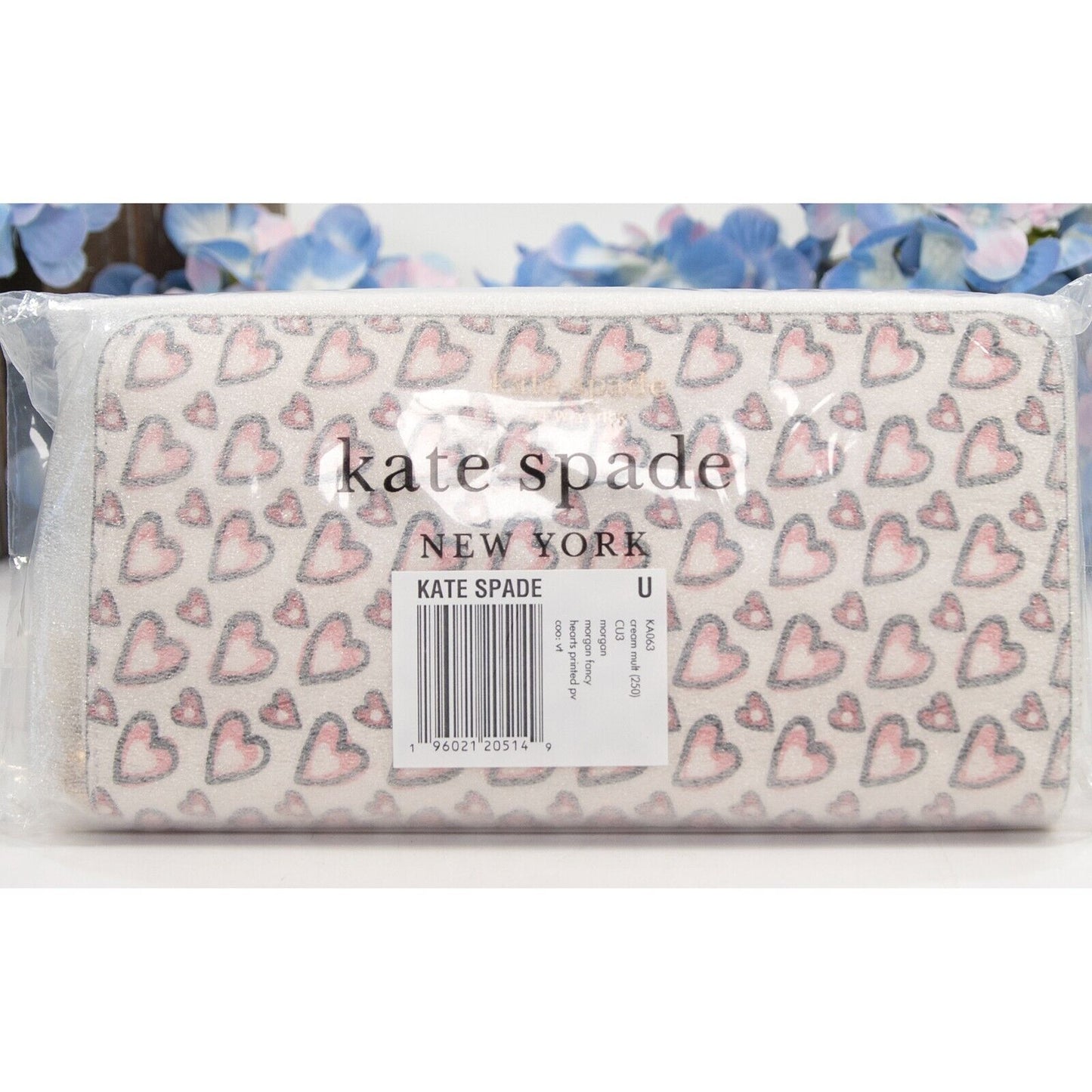 Kate Spade Morgan Fancy Hearts Faux Leather Spencer Zip Around Lacey Wallet NWT