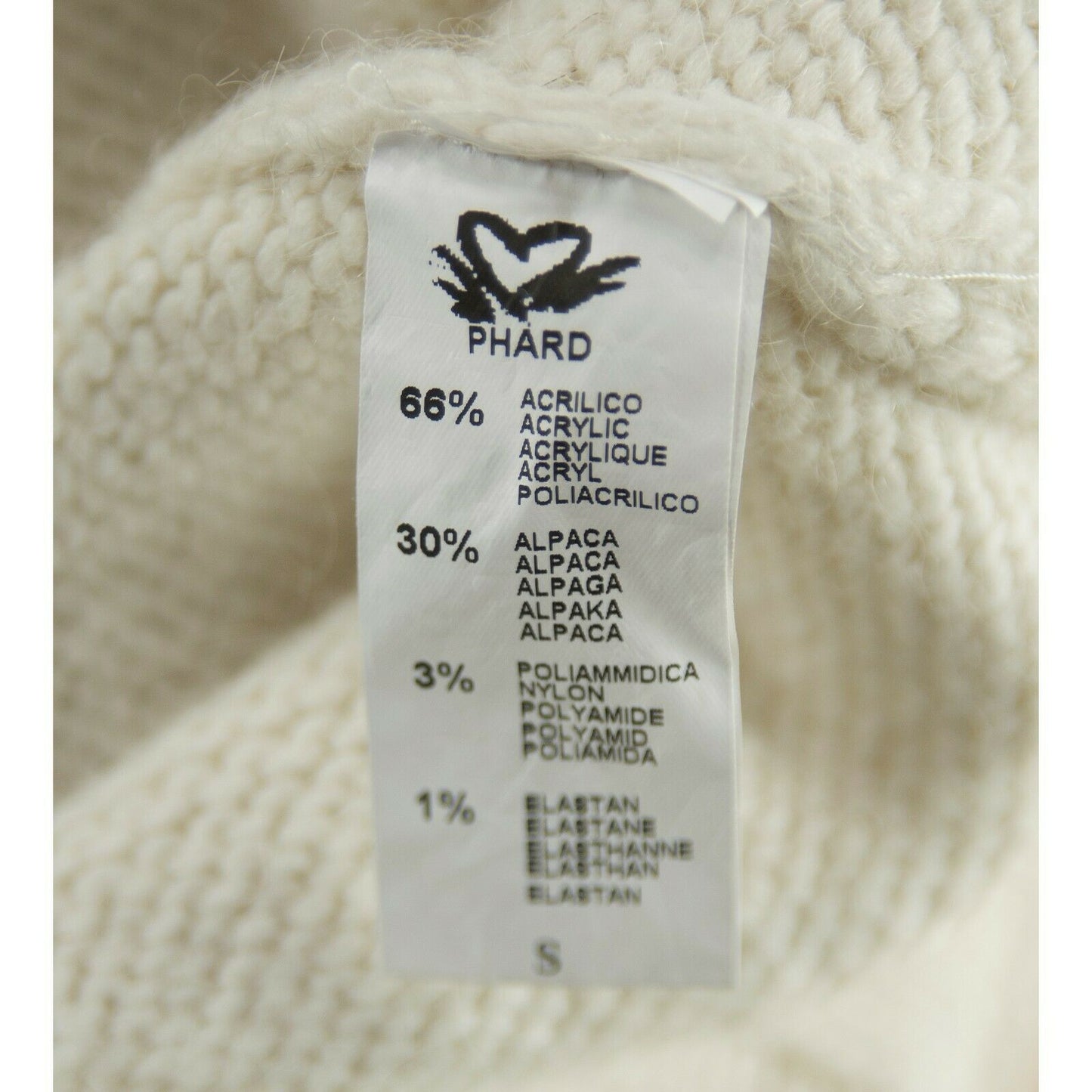 Phard Couture Cream Cowl Neck Alpaca Blend Tunic Sweater Size SM $395