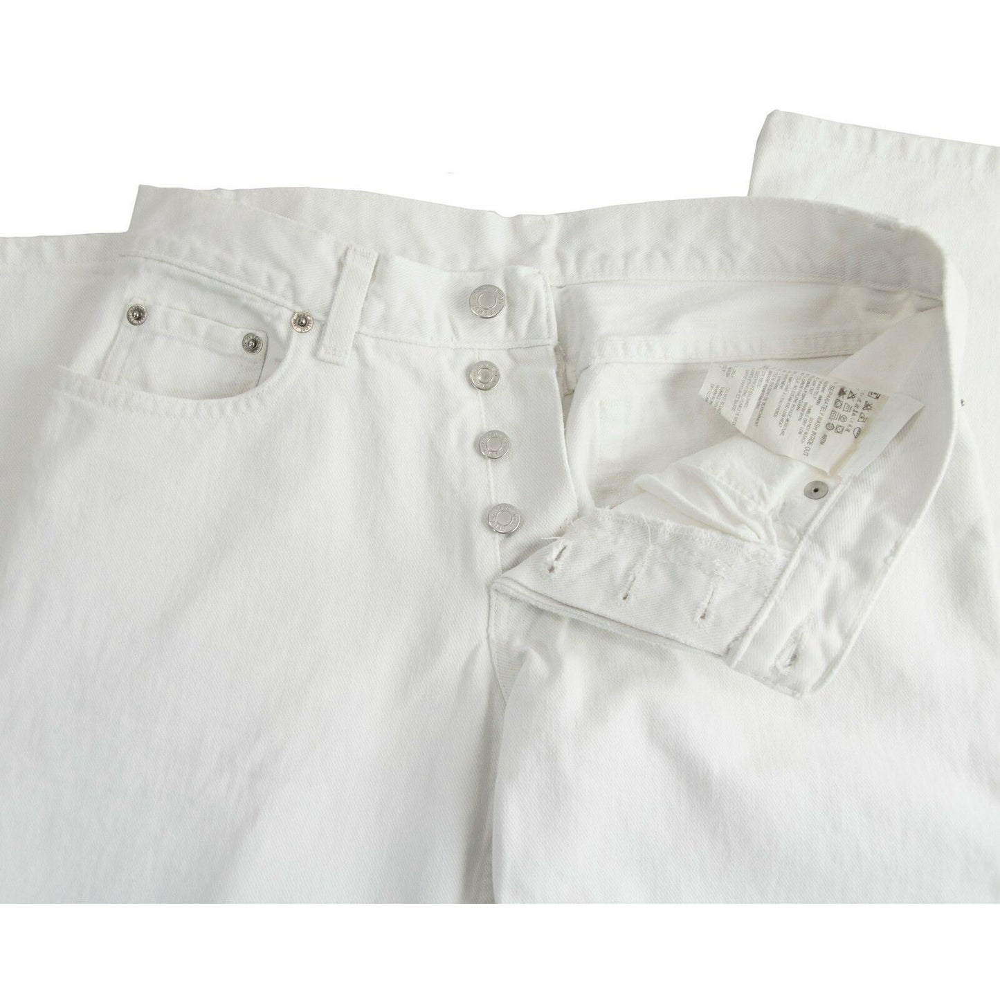 Helmut Lang White Button Fly Distressed Denim Boot Cut Straight Leg Jeans 28 NWT