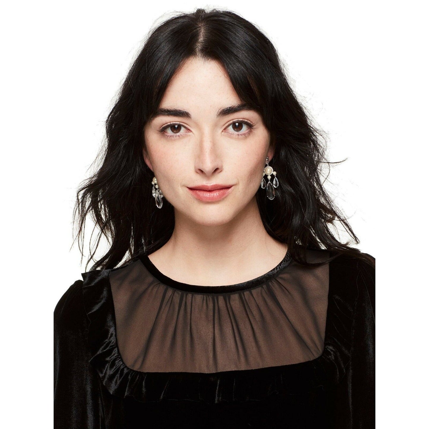 Kate Spade Crystal Glitz Glam Chandelier Faux Pearl Dangle Earrings WBRUF080 NWT