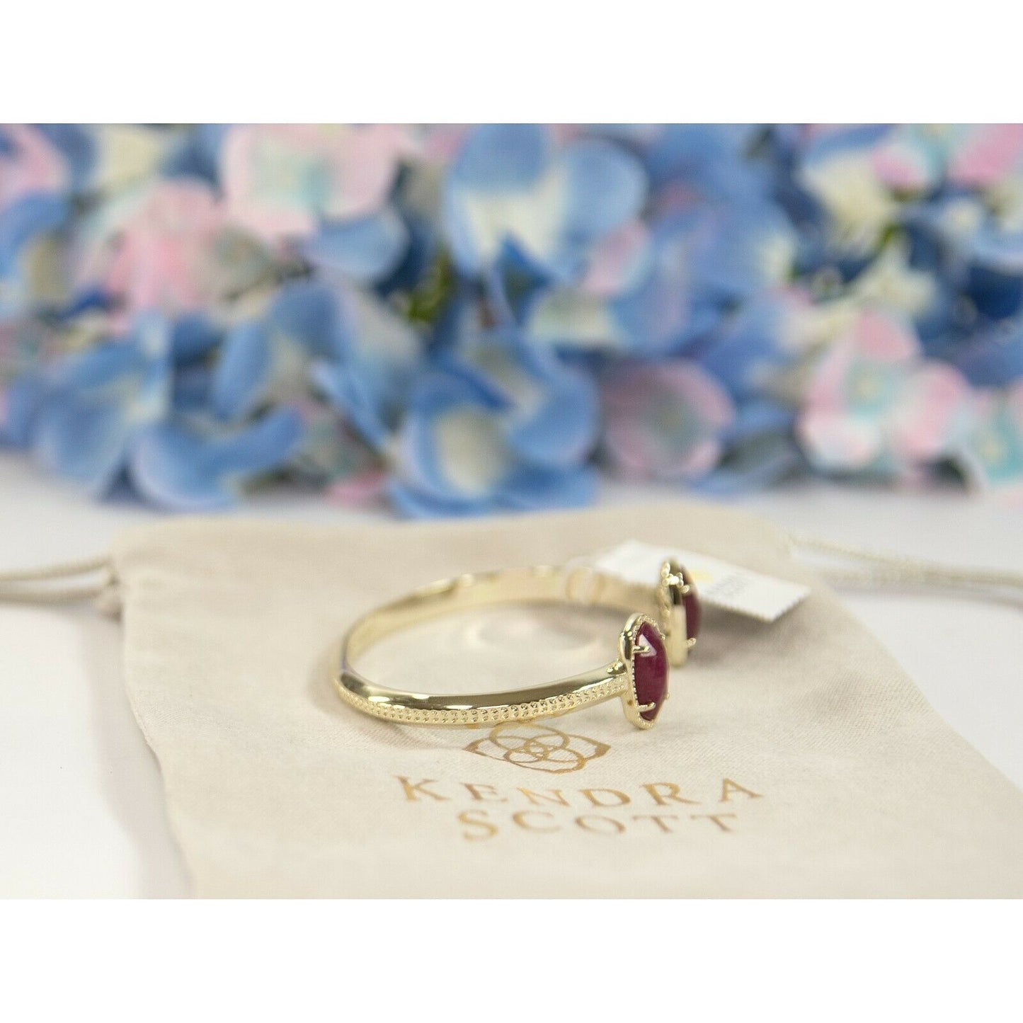Kendra Scott Elton Maroon Jade Bangle Cuff Bracelet NWT