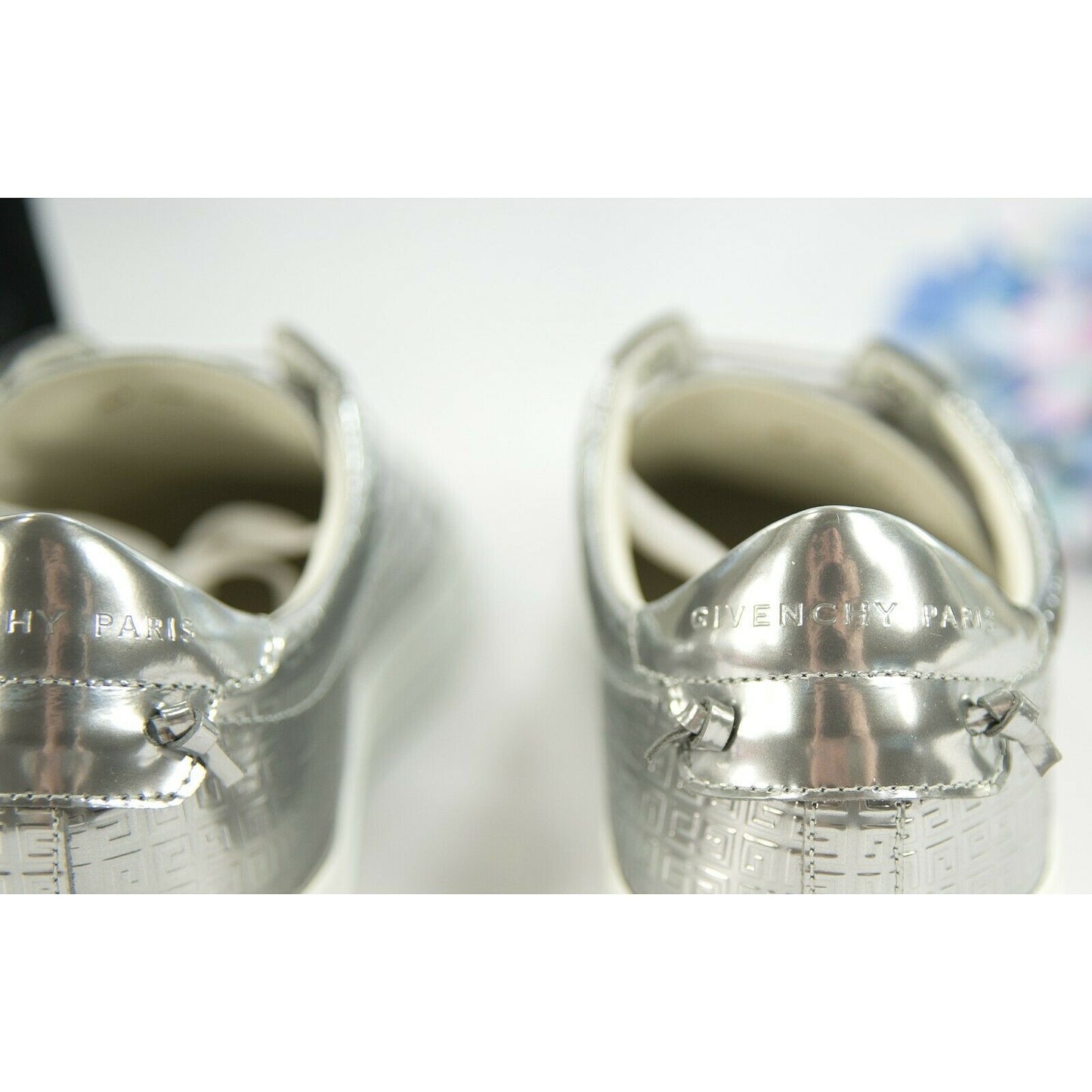 Givenchy Urban Street Silver Metallic Leather Sneakers 37 NIB