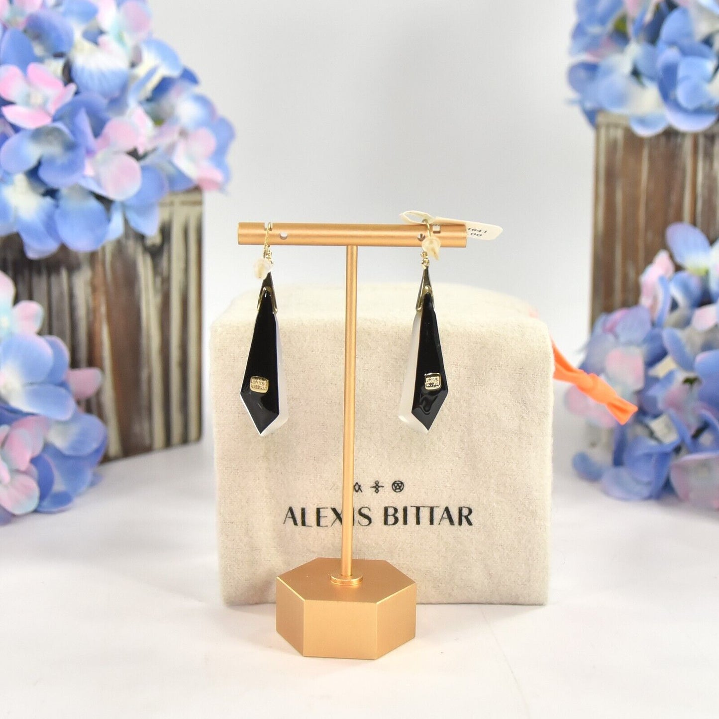 Alexis Bittar Black Cherry Lucite Spiked Tear Gold Dangle Drop Earrings NWT