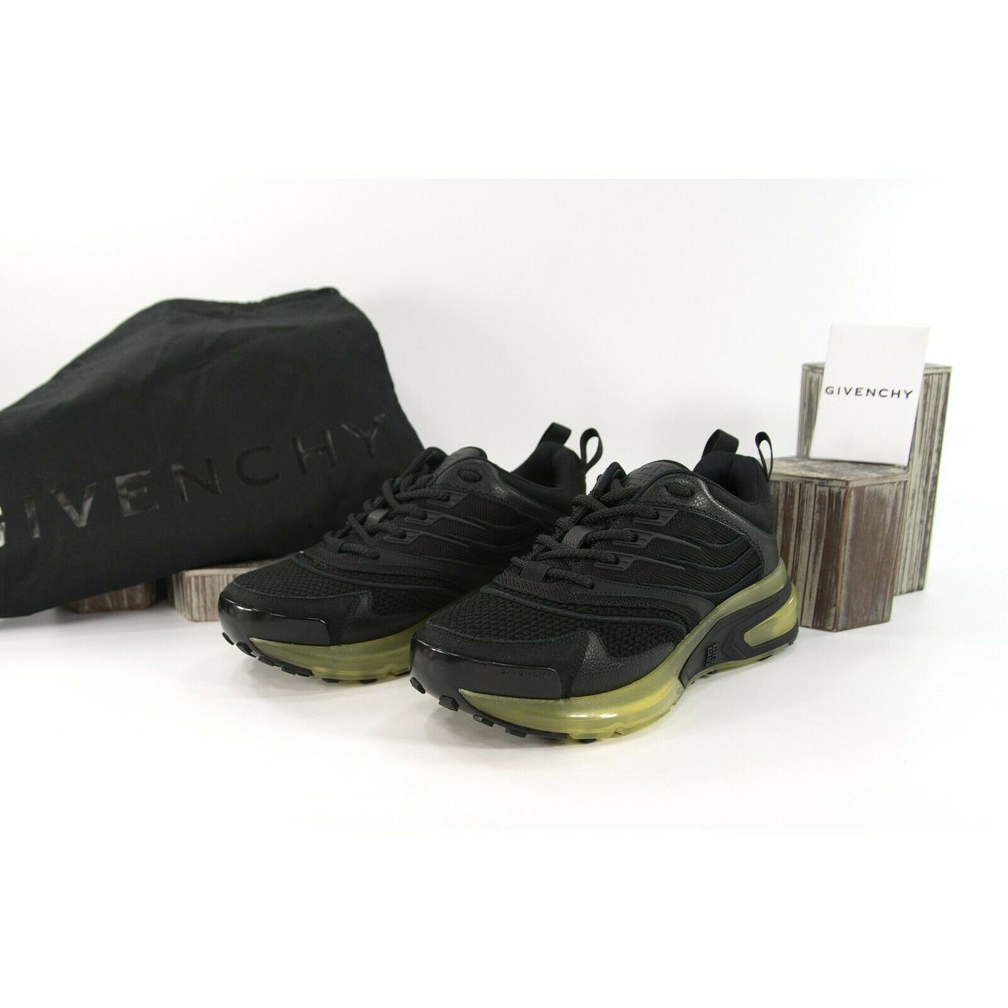 Givenchy GIV 1 Black Calf Leather Oversize Sneakers 38.5 NIB