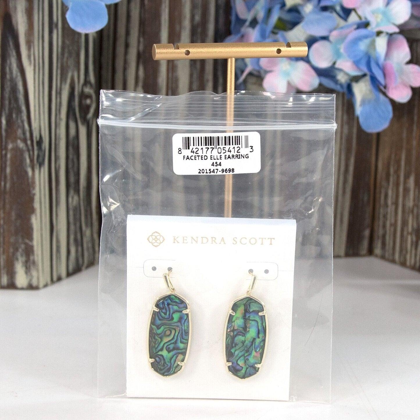 Kendra Scott Elle Faceted Blue Abalone Statement Earrings NWT