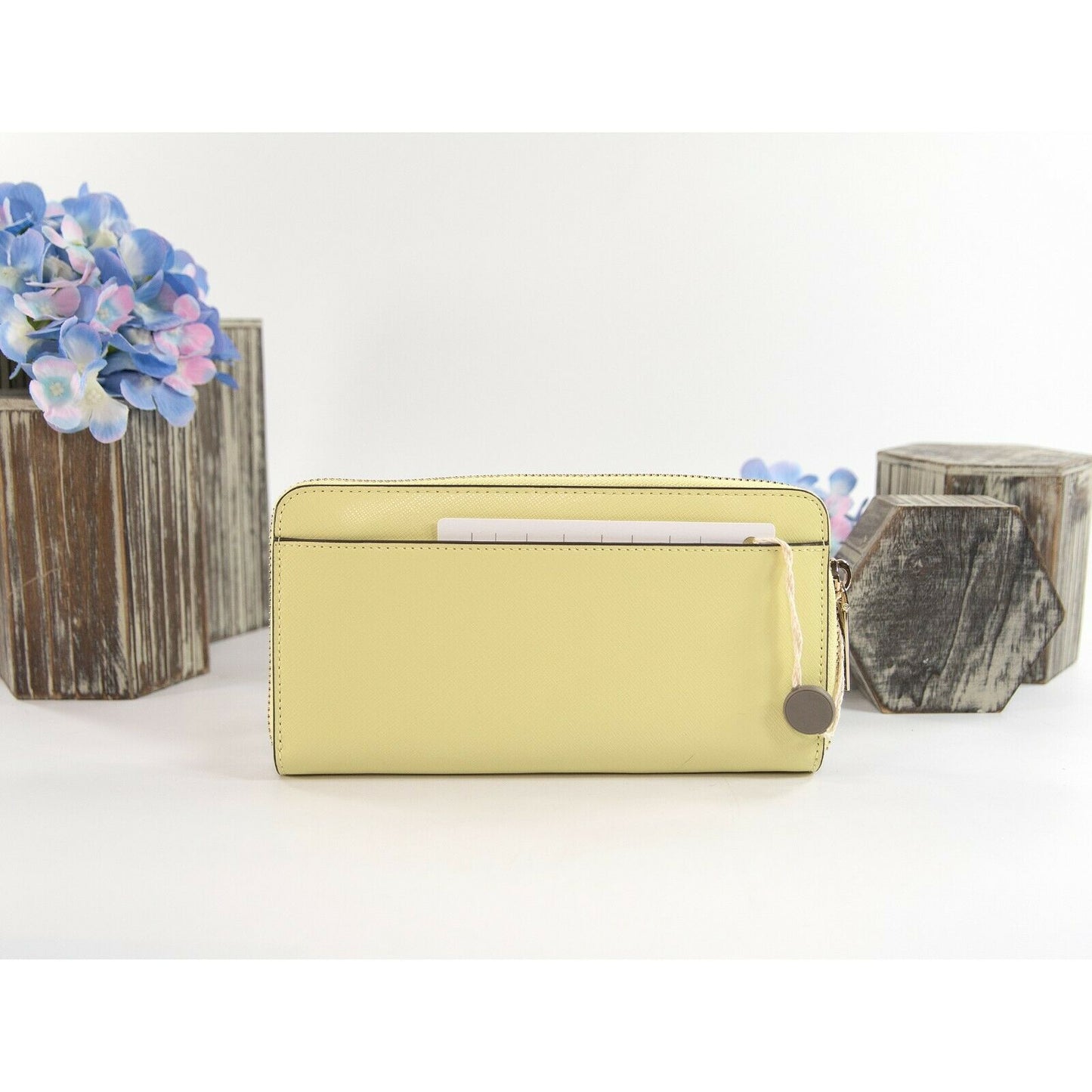 Kate Spade Acid Green Leather Spencer Zip Around Lacey Wallet NWOT