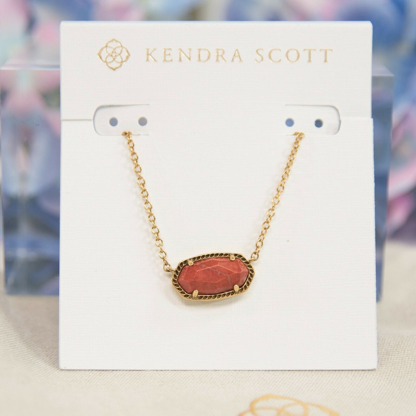 Kendra Scott Elisa Gold Red Magnesite Pendant Station Necklace NWT