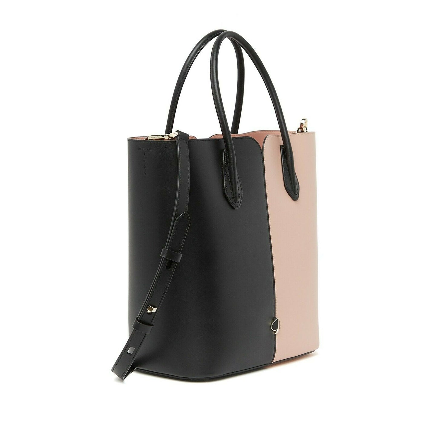 Kate Spade Black Pink Colorblock Stripe Leather Large Nicola Tote Bag NWT