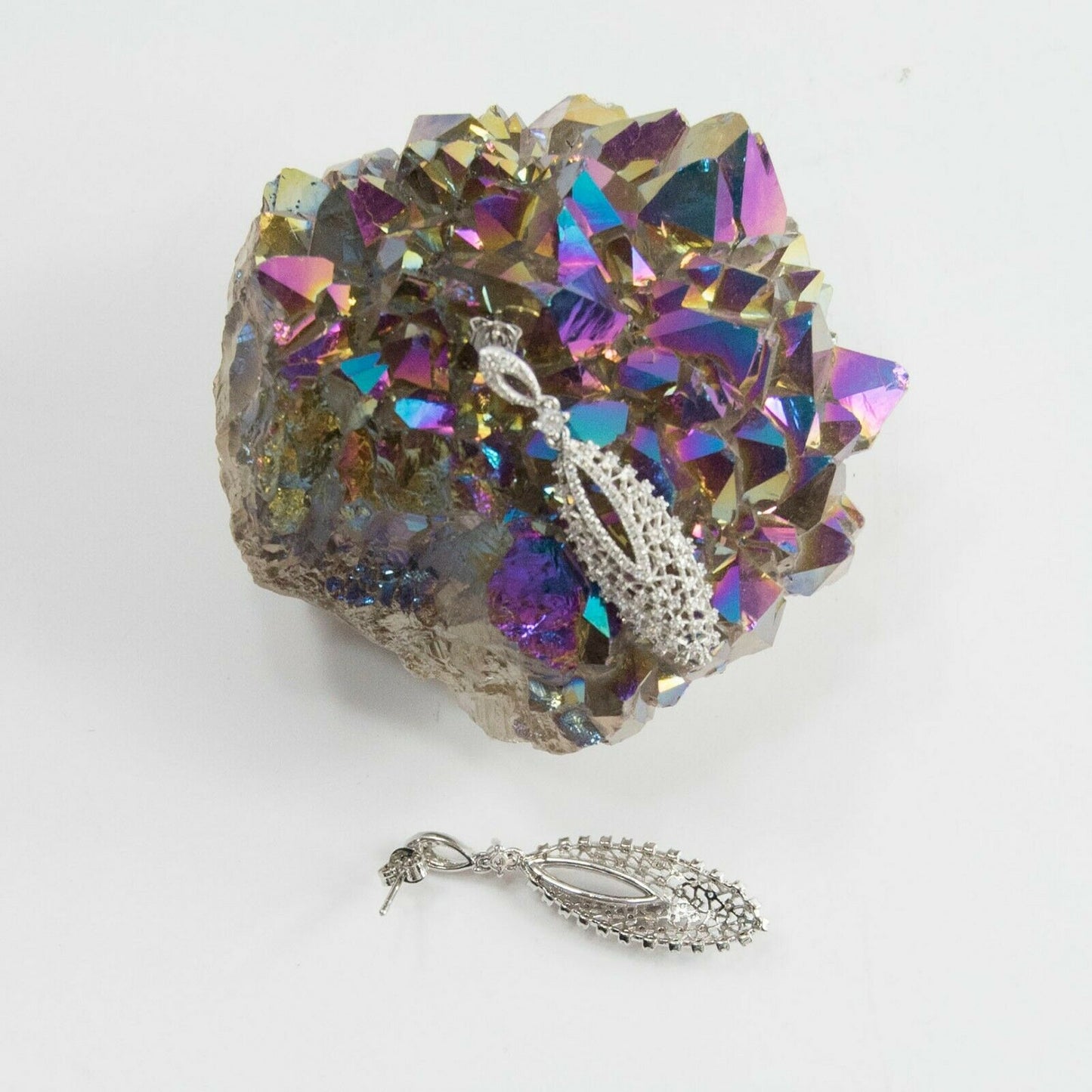 CZ by Kenneth Jay Lane Rhodium Vintage Look Pave Drop Earrings KE1312 NWT