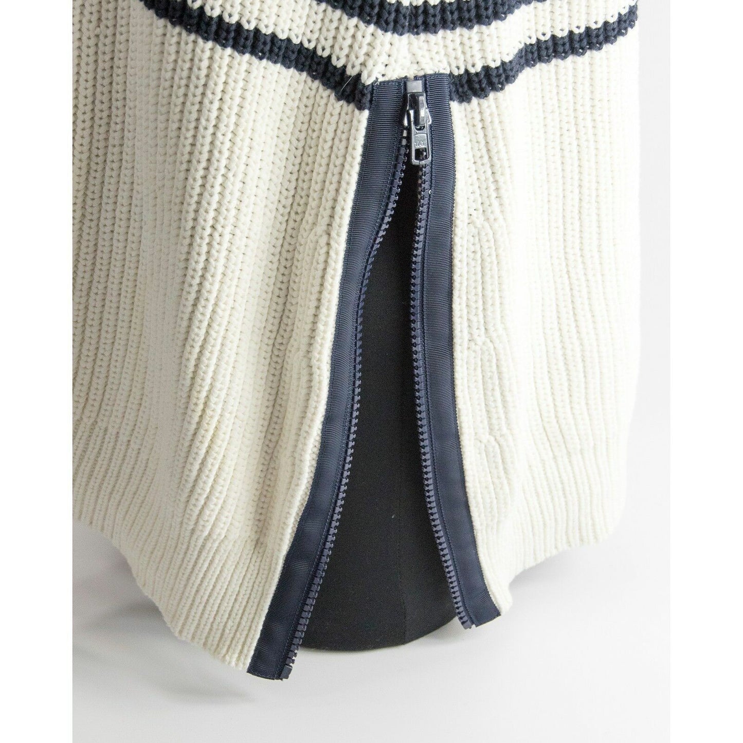 Kate Spade Navy Cream Striped Chunky Transcontinental Express Aura Sweater M NWT