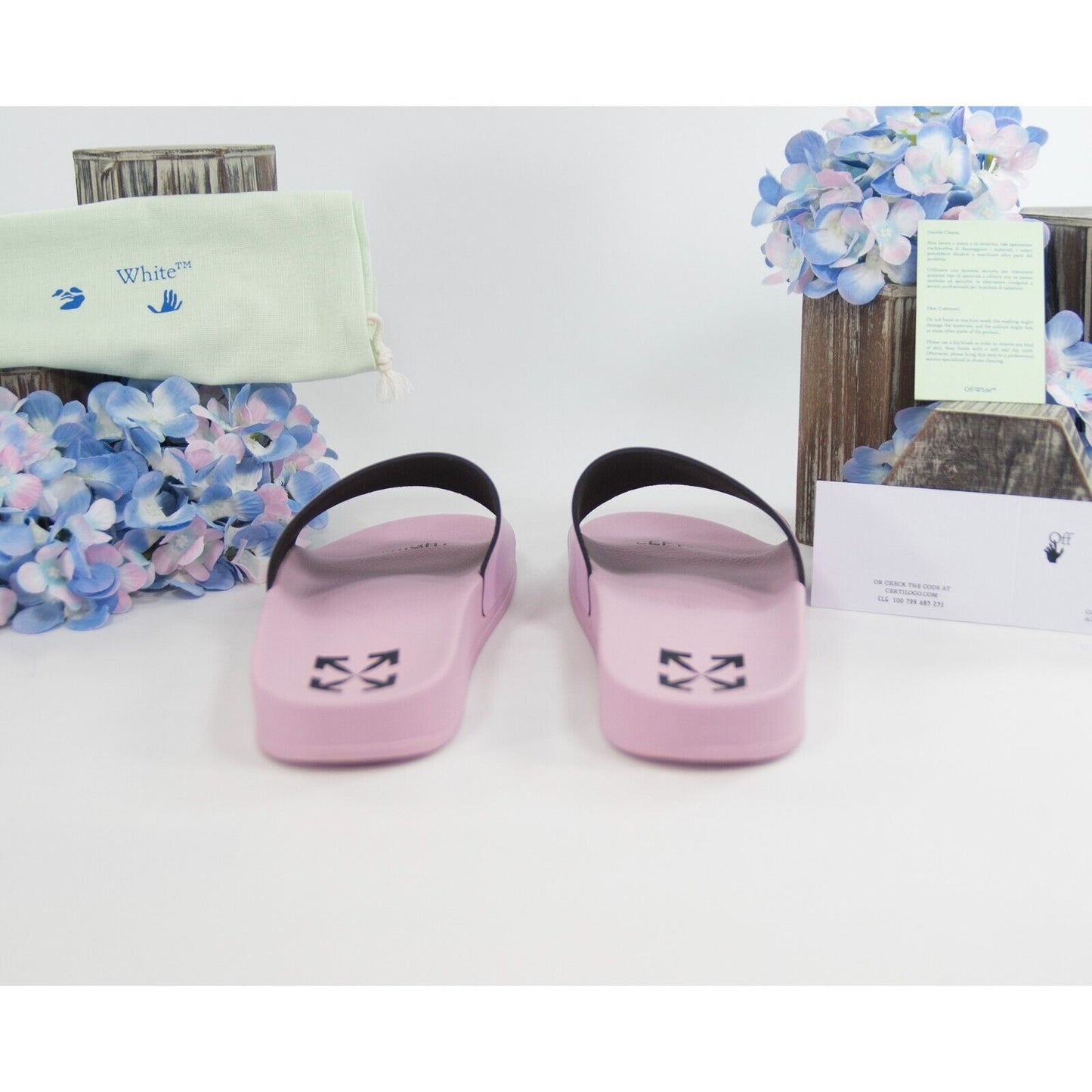 Off-White HF Lilac Purple Logo Rubber Pool Slides 37 NIB