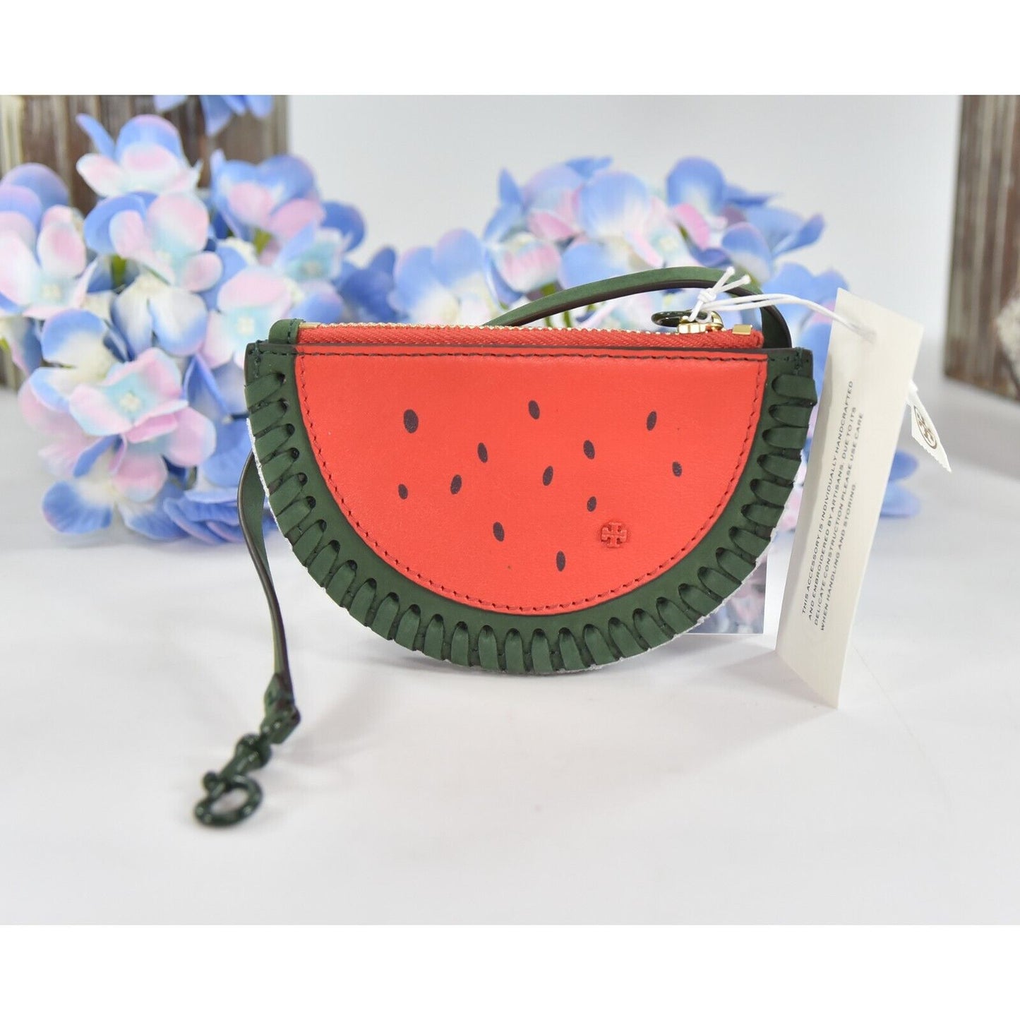 Tory Burch Beaded Watermelon Nubuck Leather Coin Purse NWT