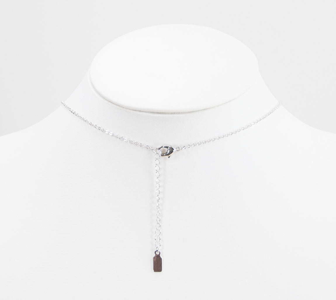 CZ by Kenneth Jay Lane Rhodium Pear Classic Frame Pendant Red Carpet Necklace