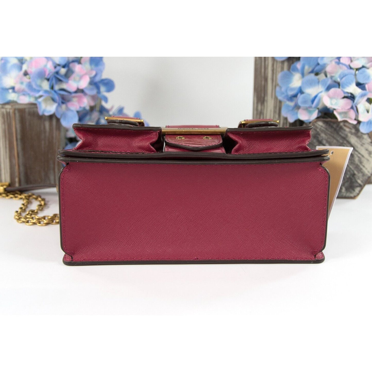 Michael Kors Berry Glazed Leather Hayden Medium Messenger Bag NWT