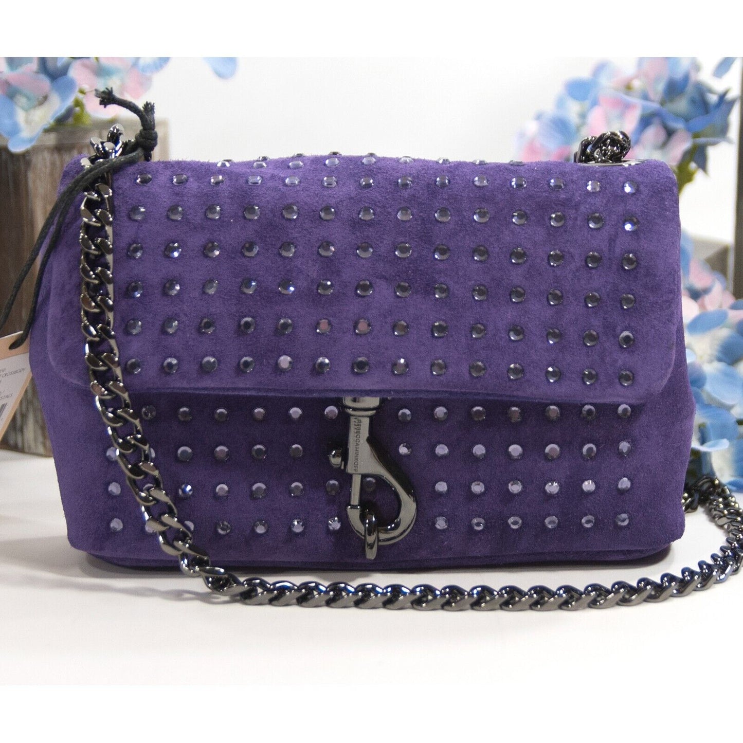Rebecca Minkoff Edie Date Night Studded Passion Flower Suede Mini Bag NWT