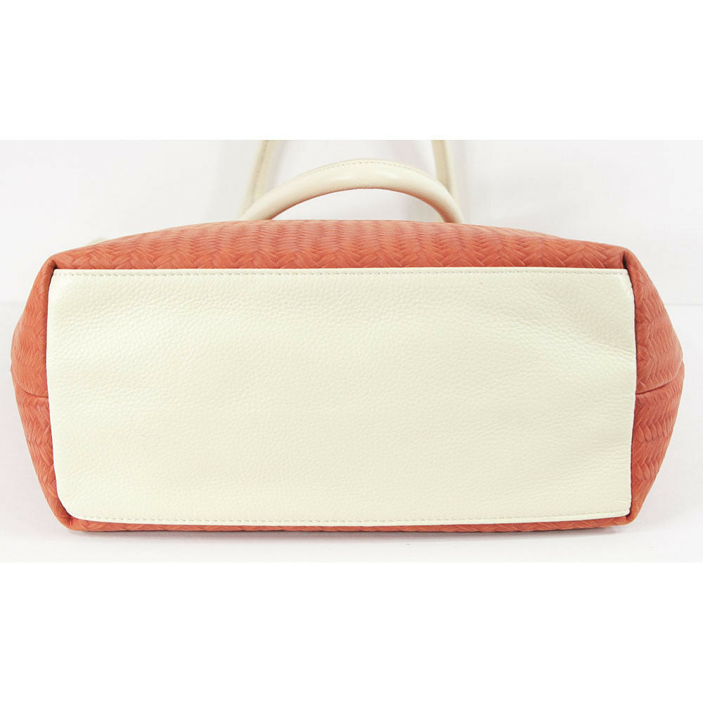 Treesje Orange Woven Leather Cream Tassel Large Organizer AWO-3032 Tote Bag NWT