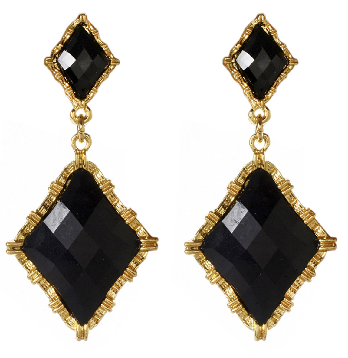 Amrita Singh Wainscot Black Resin Faceted Reign Celebrity Earrings ERC 5001 NWT