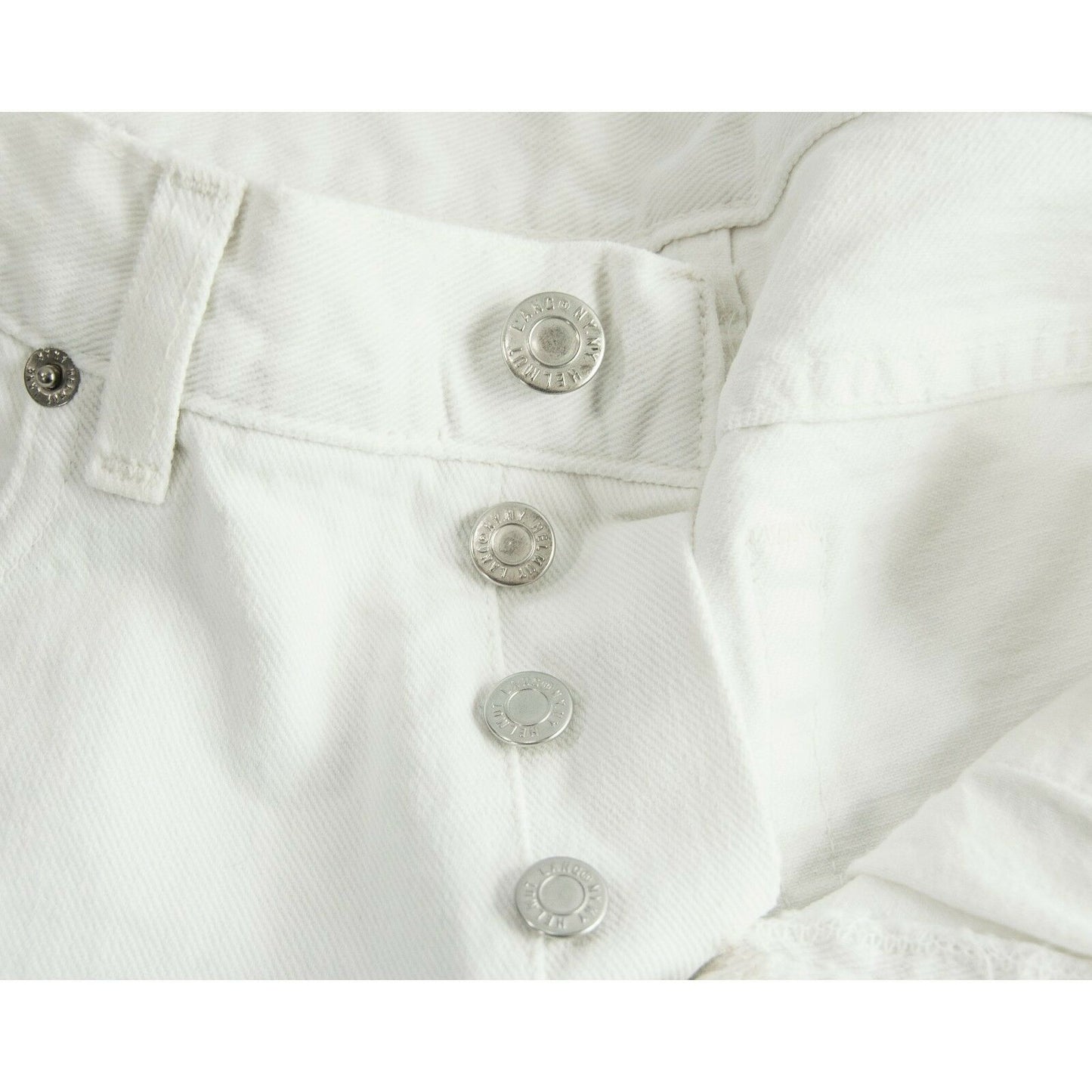 Helmut Lang White Button Fly Distressed Denim Boot Cut Straight Leg Jeans 28 NWT
