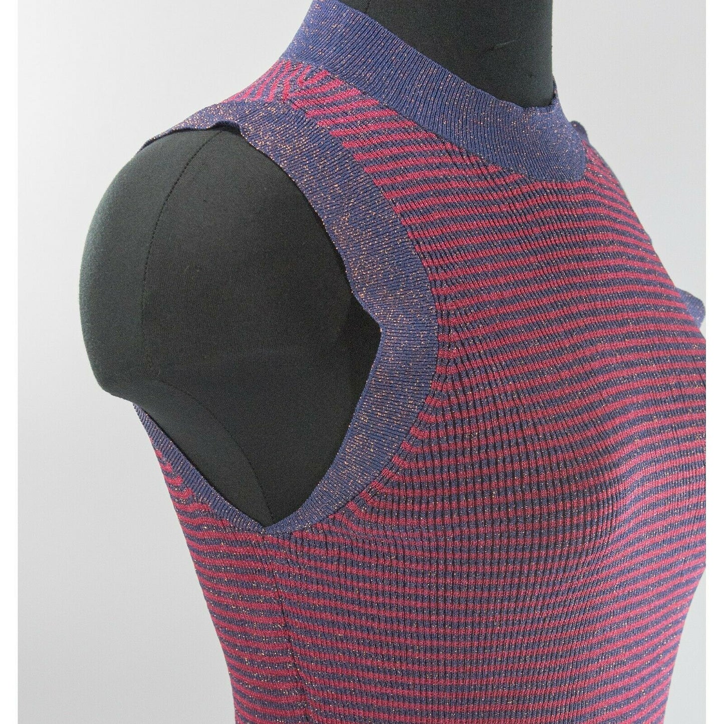 Rag & Bone Raina Purple Pink Glitter Mock Turtle Neck Tank Blouse Top L NWT $295