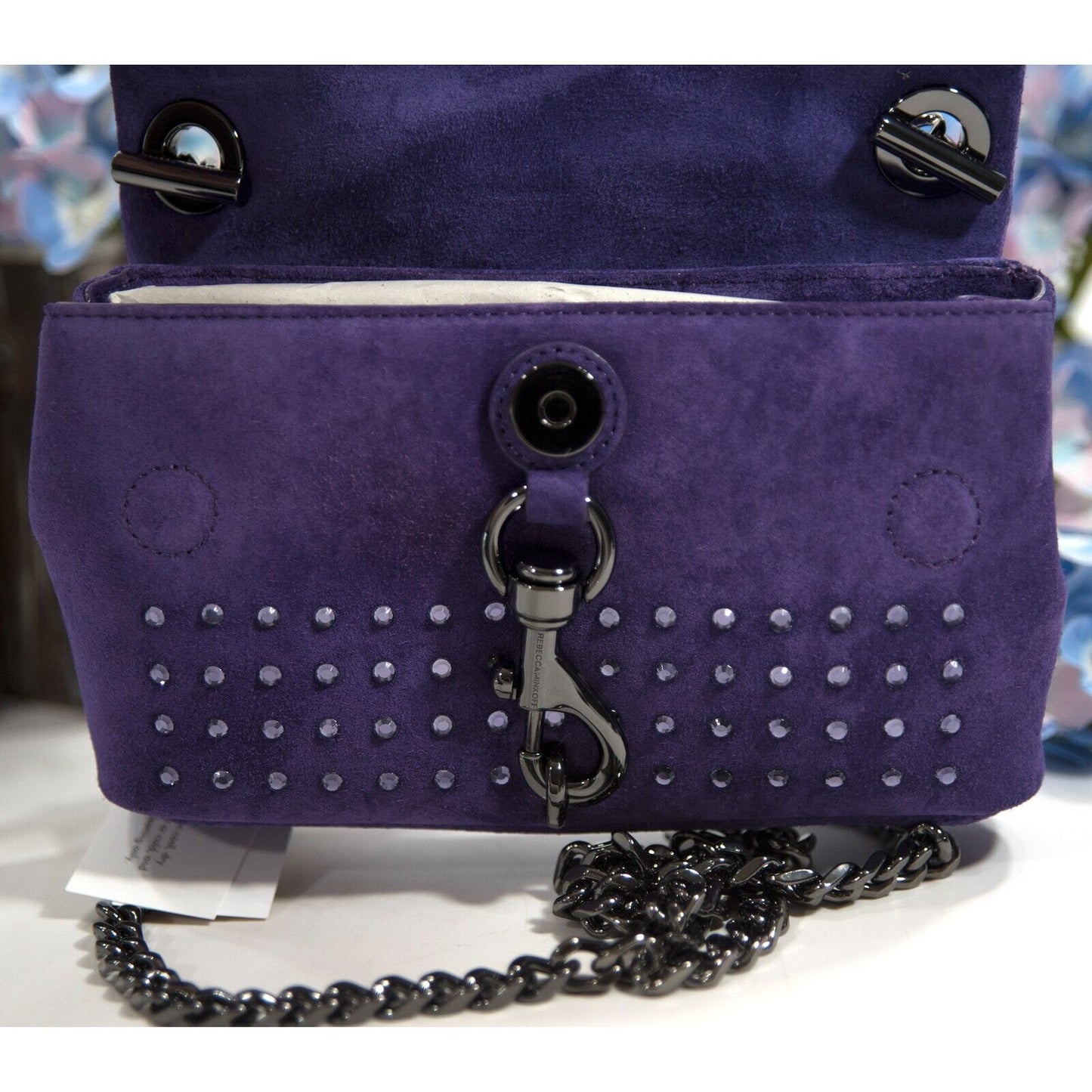 Rebecca Minkoff Edie Date Night Studded Passion Flower Suede Mini Bag NWT