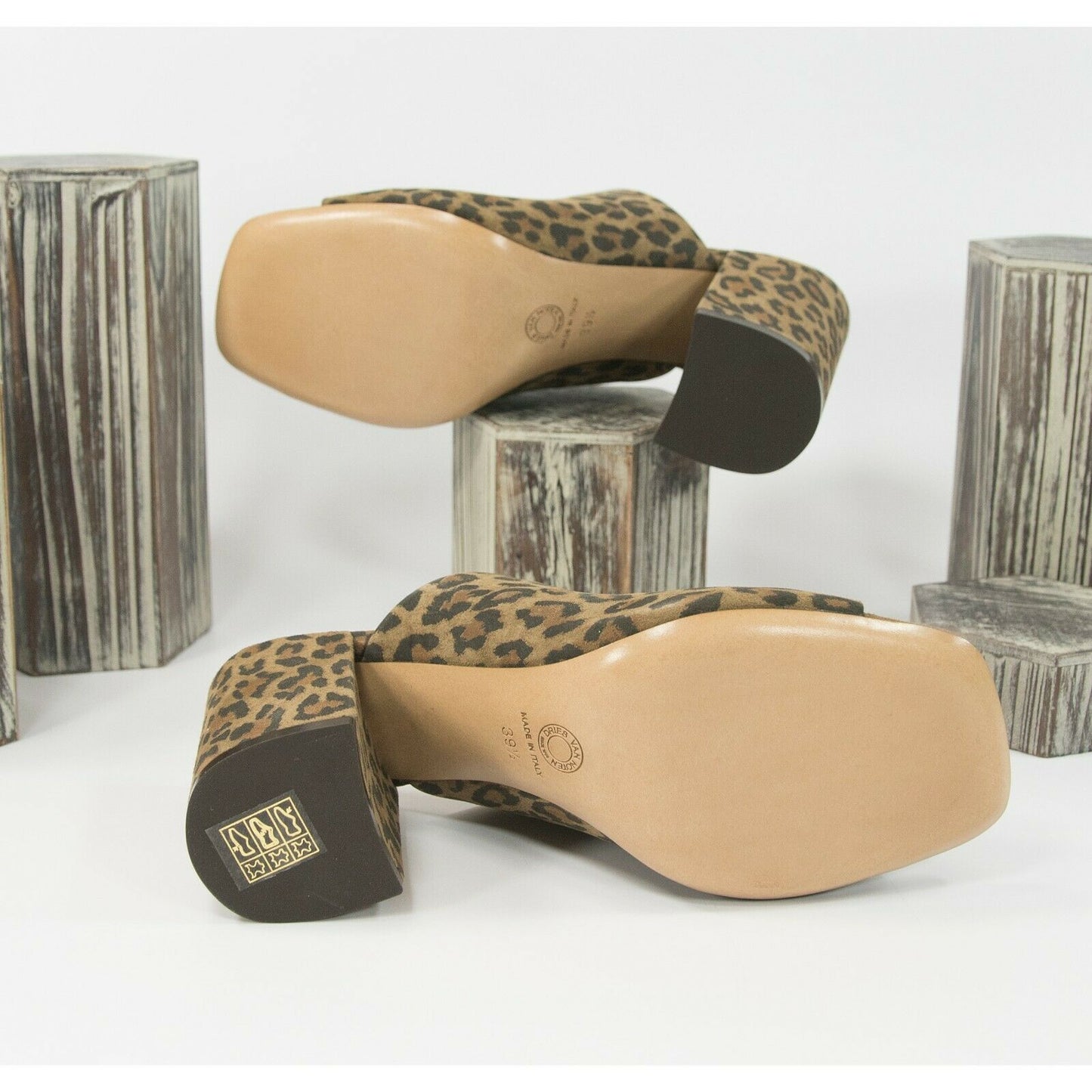 Dries Van Noten Leopard Suede Leather Heels Mules Size 39.5 NIB