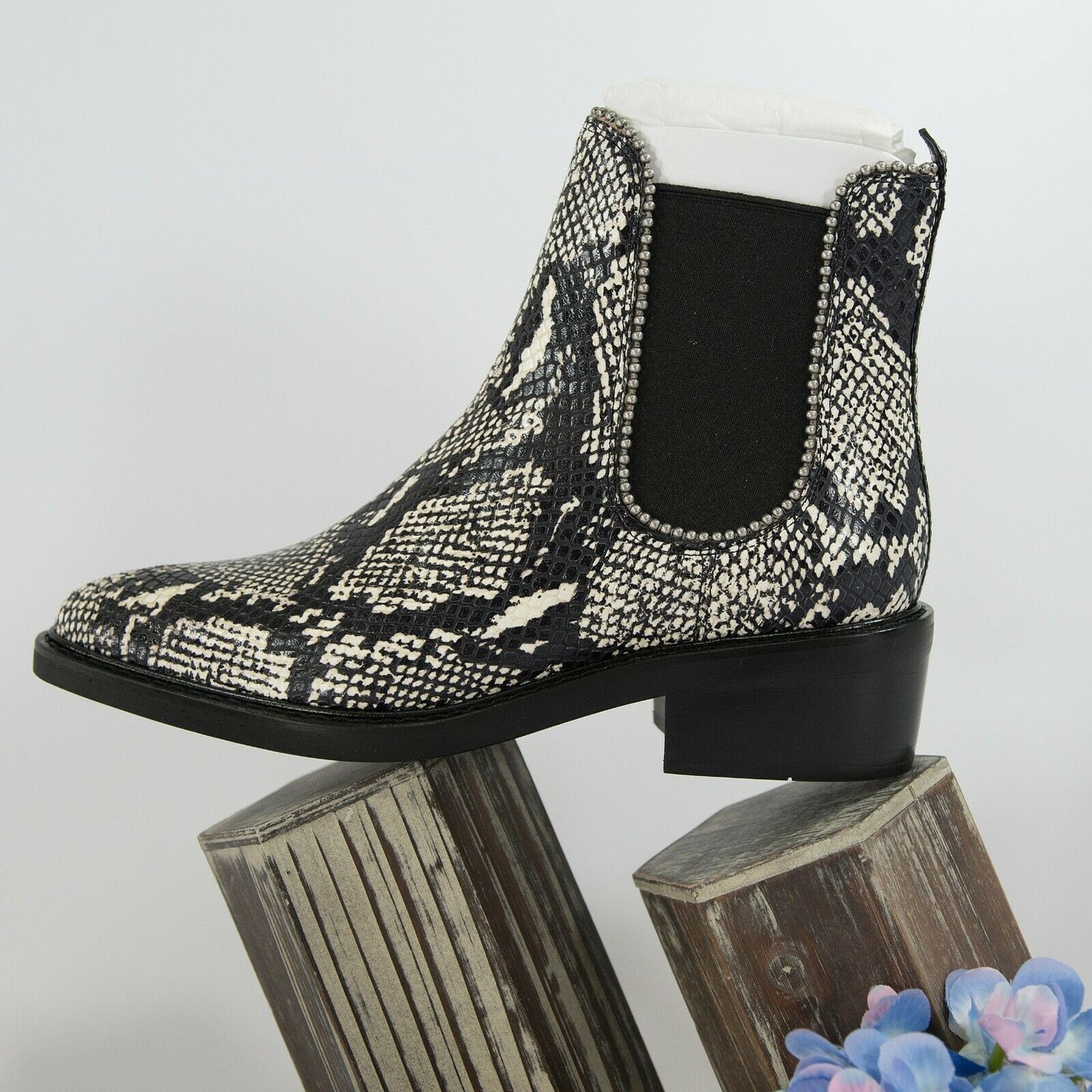 Coach Snake Leather Bowery Beaded Bootie Boots Size 6 NIB