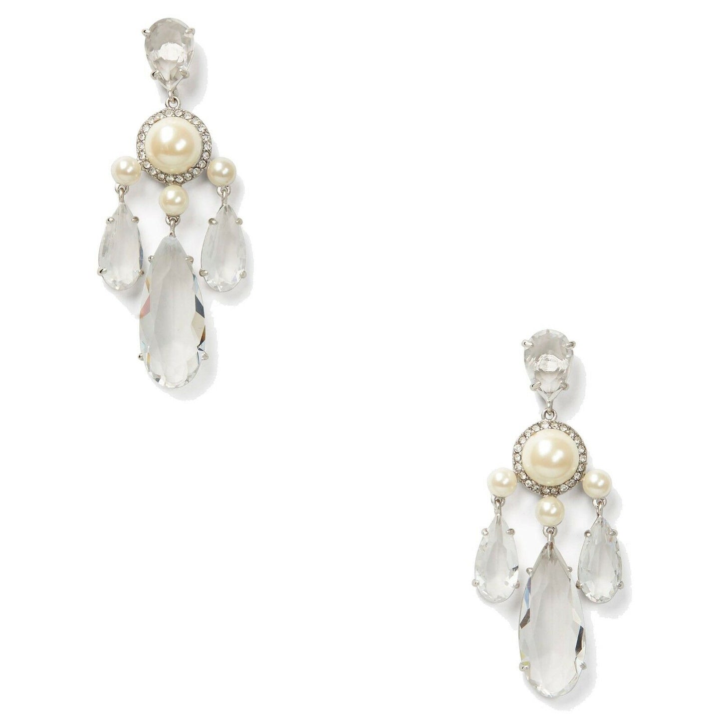 Kate Spade Crystal Glitz Glam Chandelier Faux Pearl Dangle Earrings WBRUF080 NWT