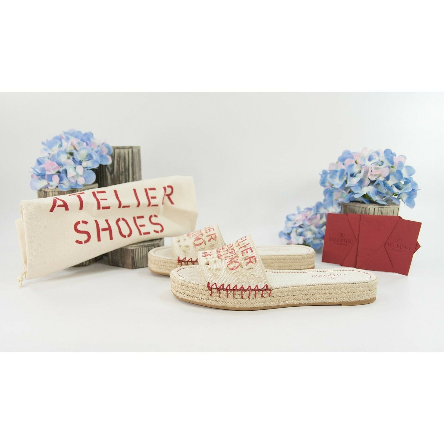 Valentino Atelier Eyelet Logo Espadrille Flatform Sandal 38 NIB
