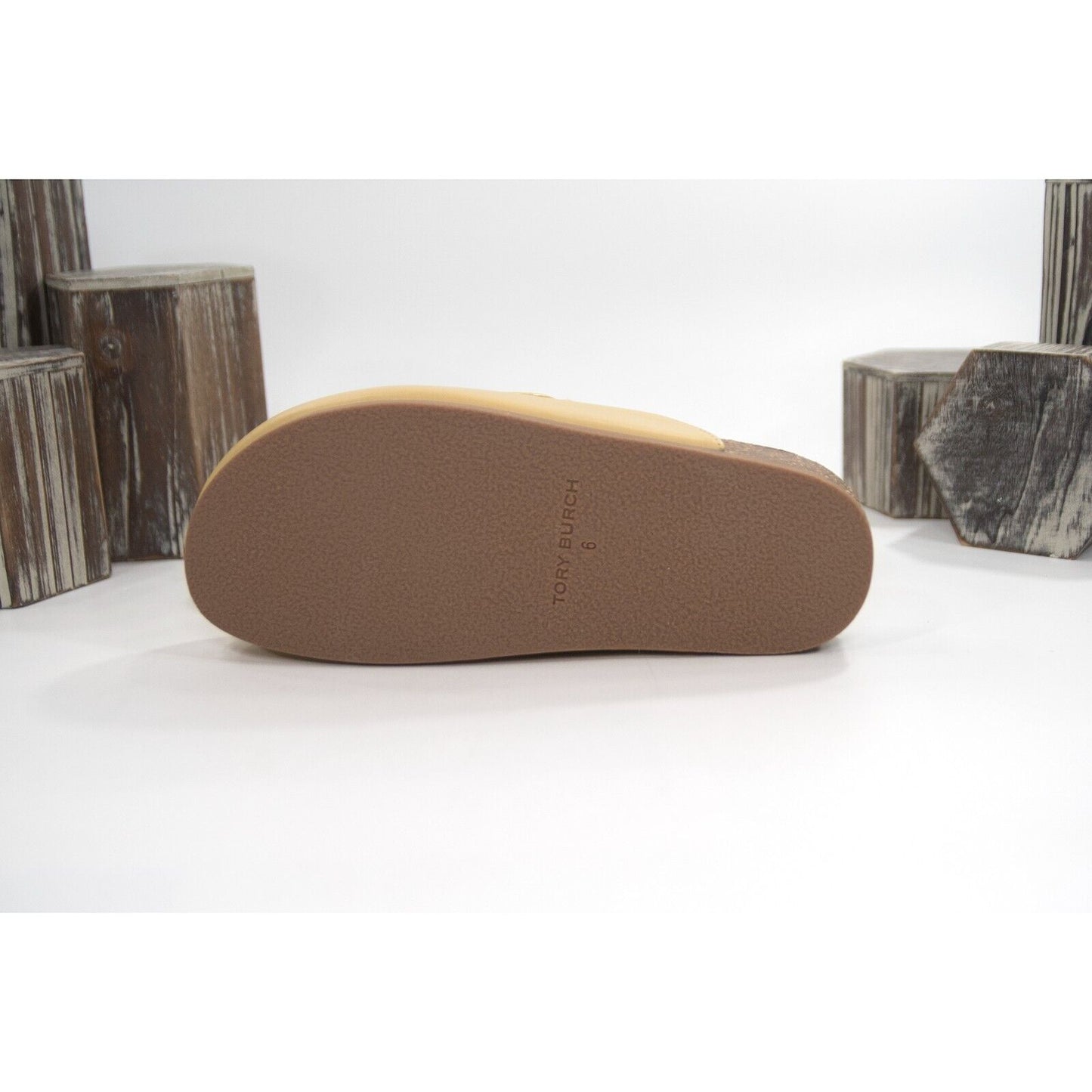 Tory Burch Honey Leather Charm Slip On Mule Size 6 NIB