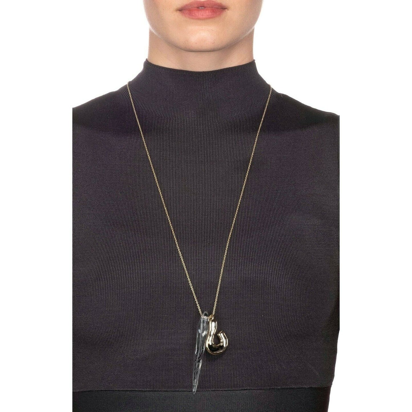 Alexis Bittar Crystal Lucite Liquid Spike Long Pendant Statement Necklace NWT