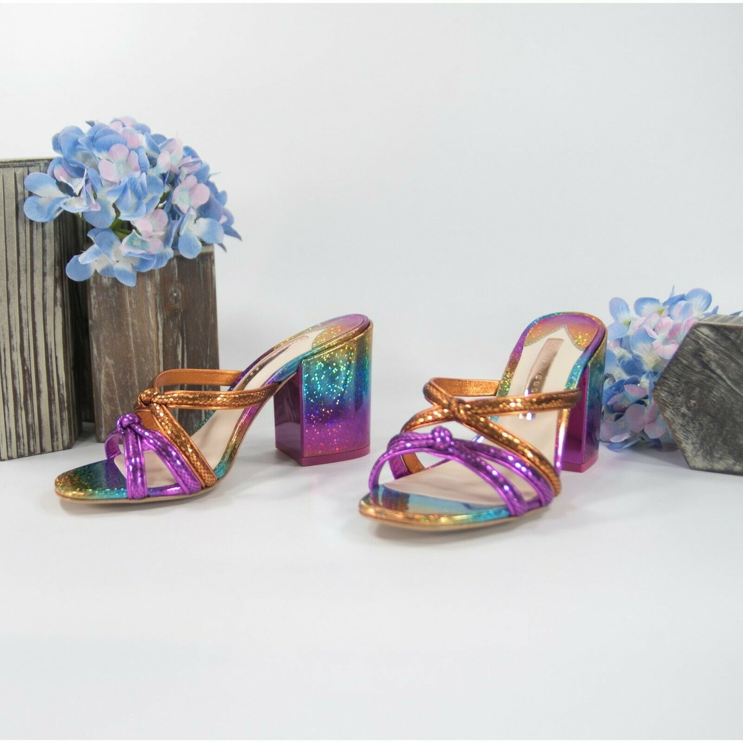 Sophia Webster Freya Rainbow Leather Mid Mules Heels Size 36 NIB