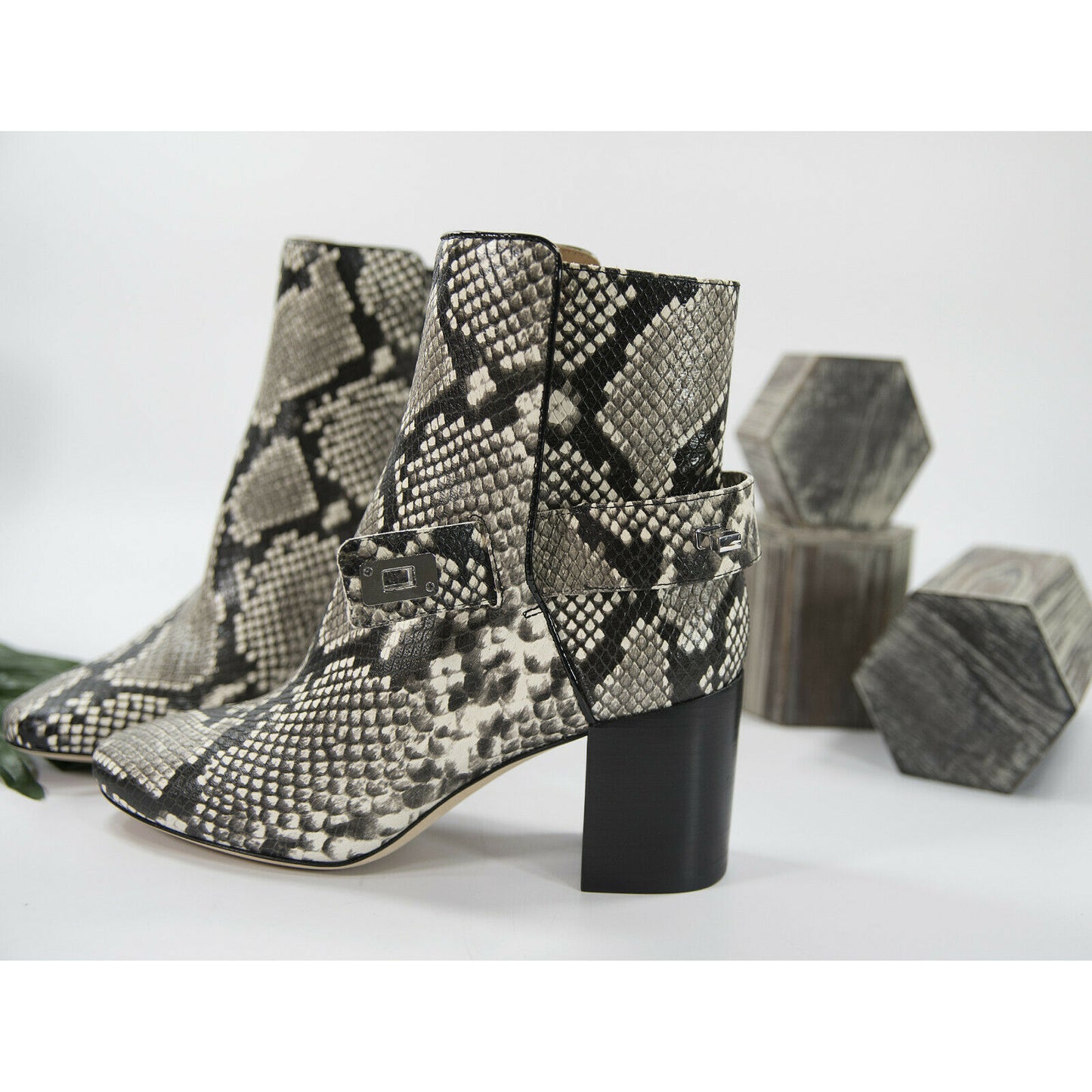 Tory Burch Kira 70MM Warm Roccio Stamped Snake Leather Bootie Boots 7 NIB