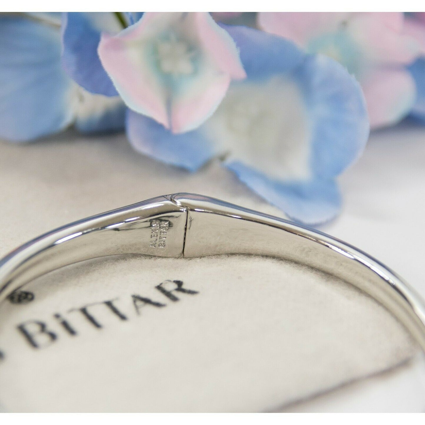 Alexis Bittar Blue Ombre Crystal Break Hinge Cuff Bangle Bracelet NWT