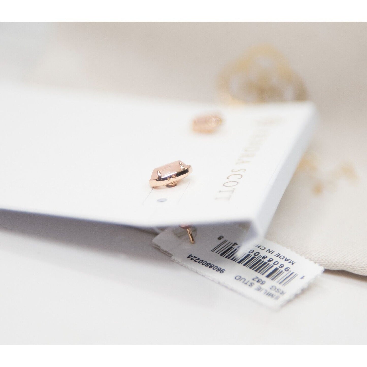 Kendra Scott Emilie Rose Quartz Rose Gold Micro Mini Stud Earrings NWT