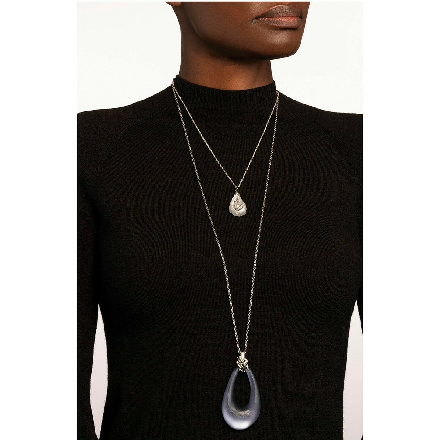 Alexis Bittar Crystal Lucite Paisley Petite Pendant Statement Necklace NWT