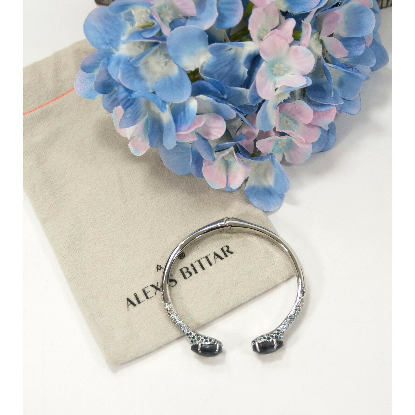 Alexis Bittar Blue Ombre Crystal Break Hinge Cuff Bangle Bracelet NWT
