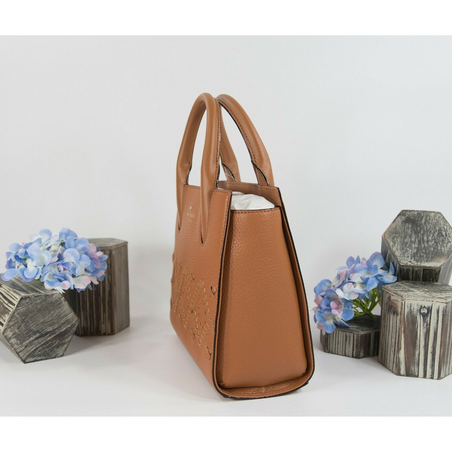 Kate Spade Warm Cognac Leather Flynn Street Small Meriwether Satchel Bag NWT