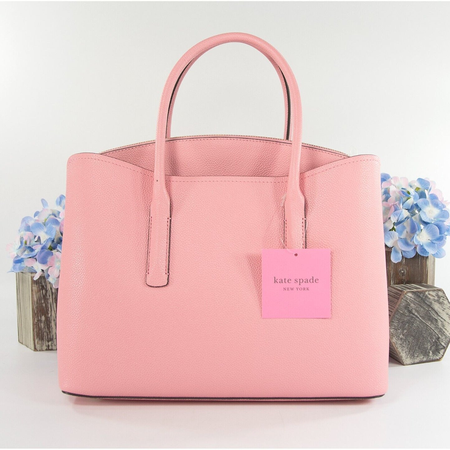 Kate Spade Margaux Pink Carnation Leather Large Satchel Shoulder Bag NWT