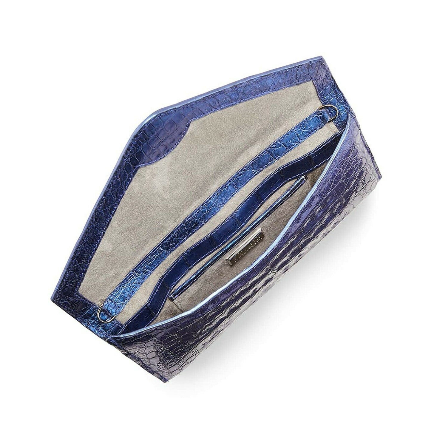 Judith Leiber Cobalt Blue Caiman Crocodile Envelope Clutch Evening Bag NWT