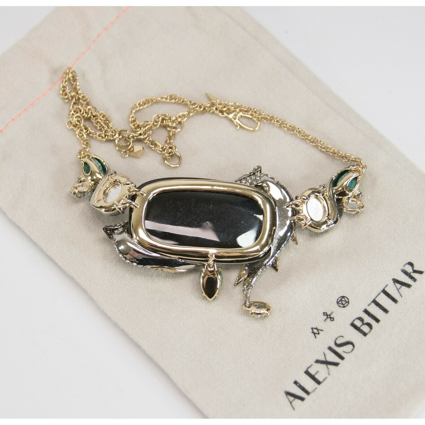Alexis Bittar Love Birds Crystal Lucite Station Statement Necklace NWT