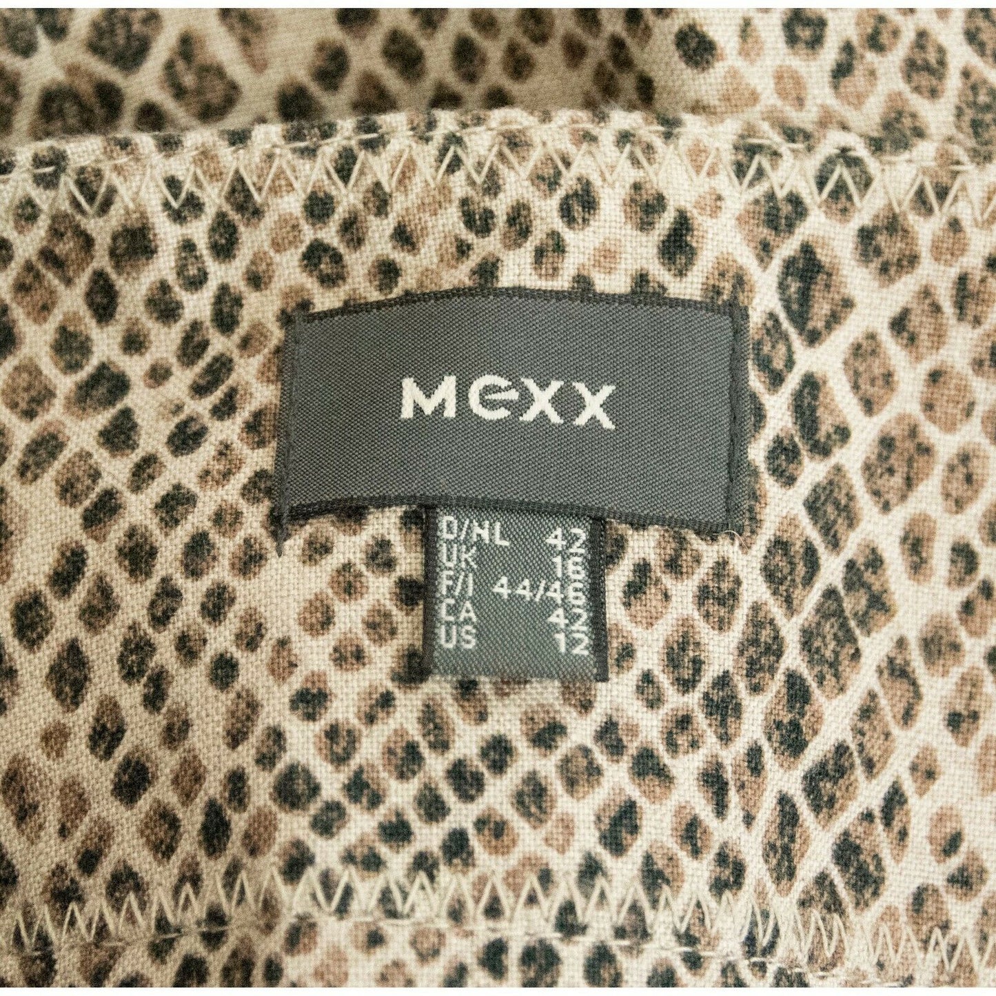 Mexx Beige Brown Python Snake Print A line Linen Midi Skirt 12