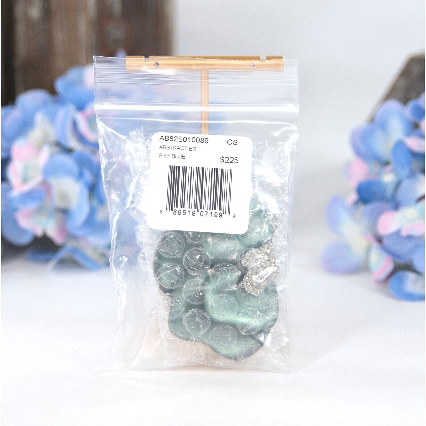 Alexis Bittar Sky Blue Lucite Abstract Leaf Rhodium Plated Drop Earrings NWT