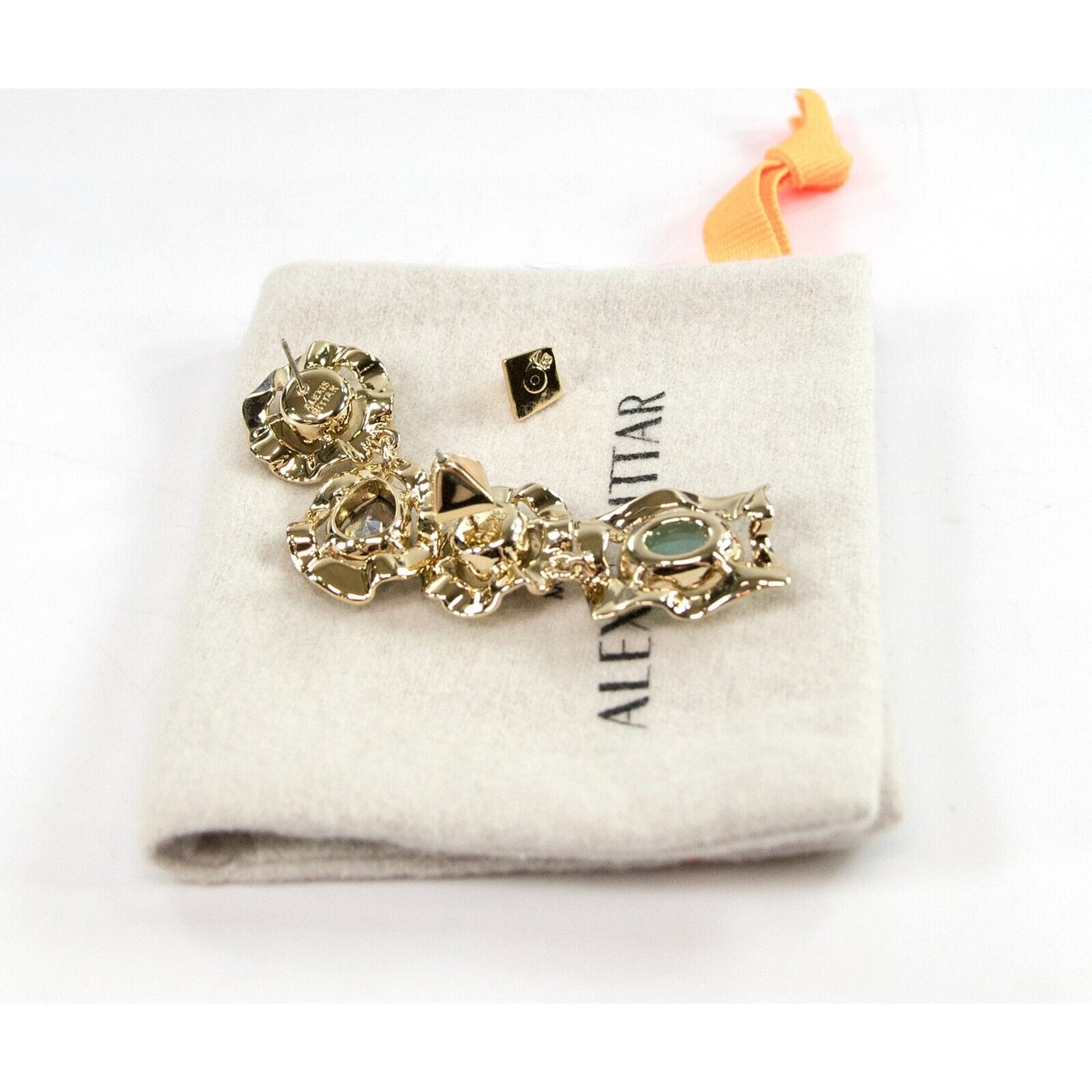 Alexis Bittar Crystal Ancient Coin Large Mismatched Drop Earrings NWT