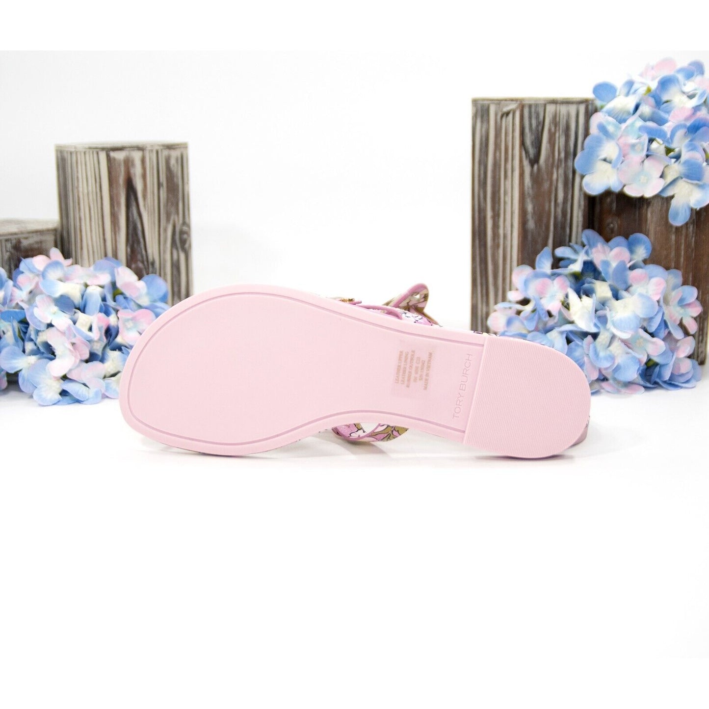 Tory Burch Miller Purple Bold Flower Patent Leather Sandals Size 7 NIB