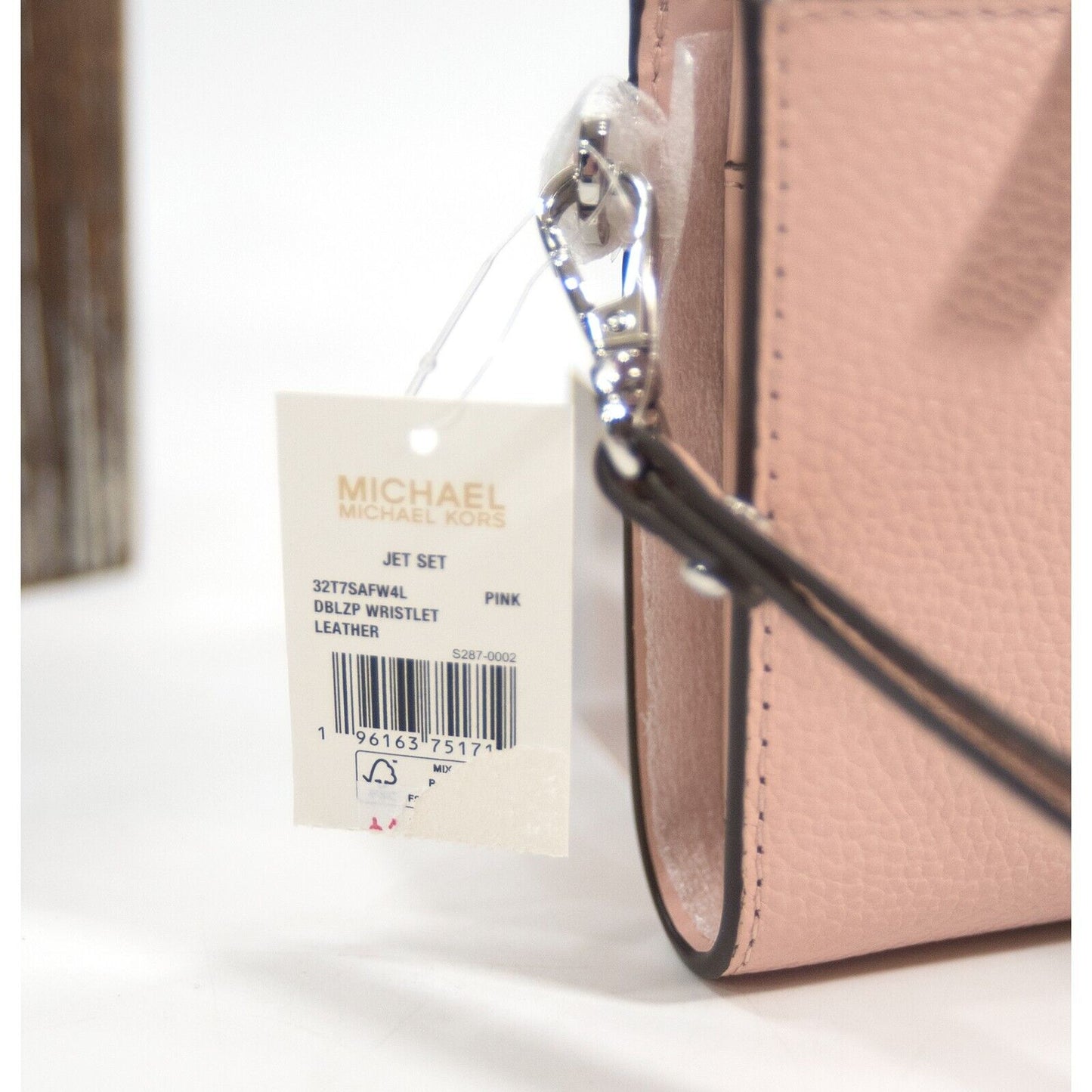 Michael Kors Jet Set Pink Pebbled Leather Double Zip Phone Wallet Wristlet NWT