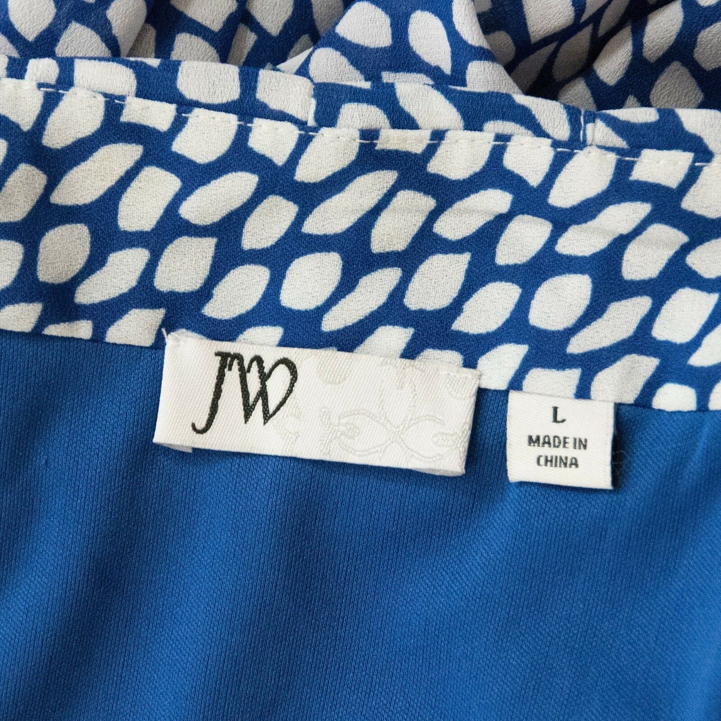 JW Collections Blue White Snake Print Fit Flare Lined Chiffon Skirt L