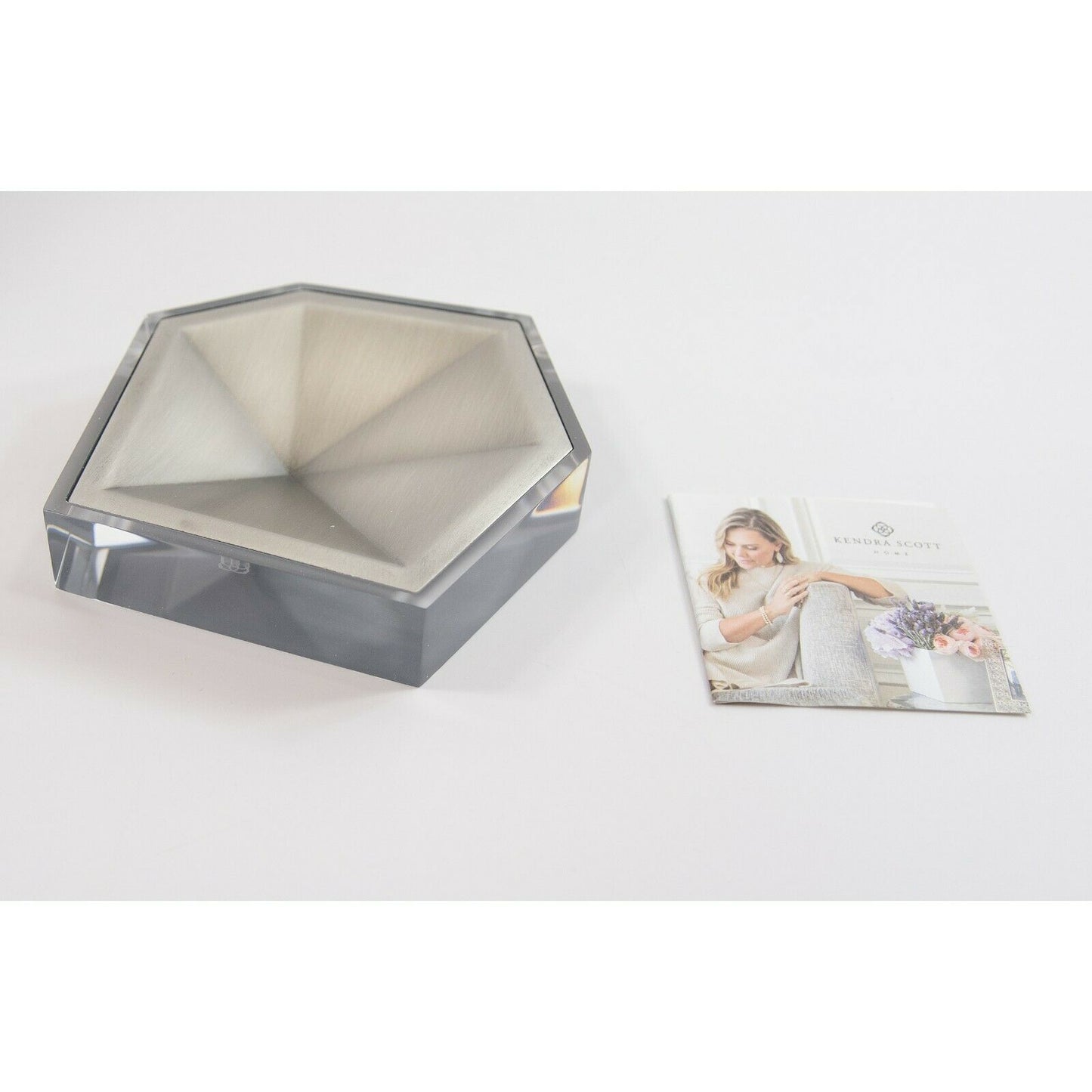 Kendra Scott Antique Silver Faceted Ring Dish Tray NWT