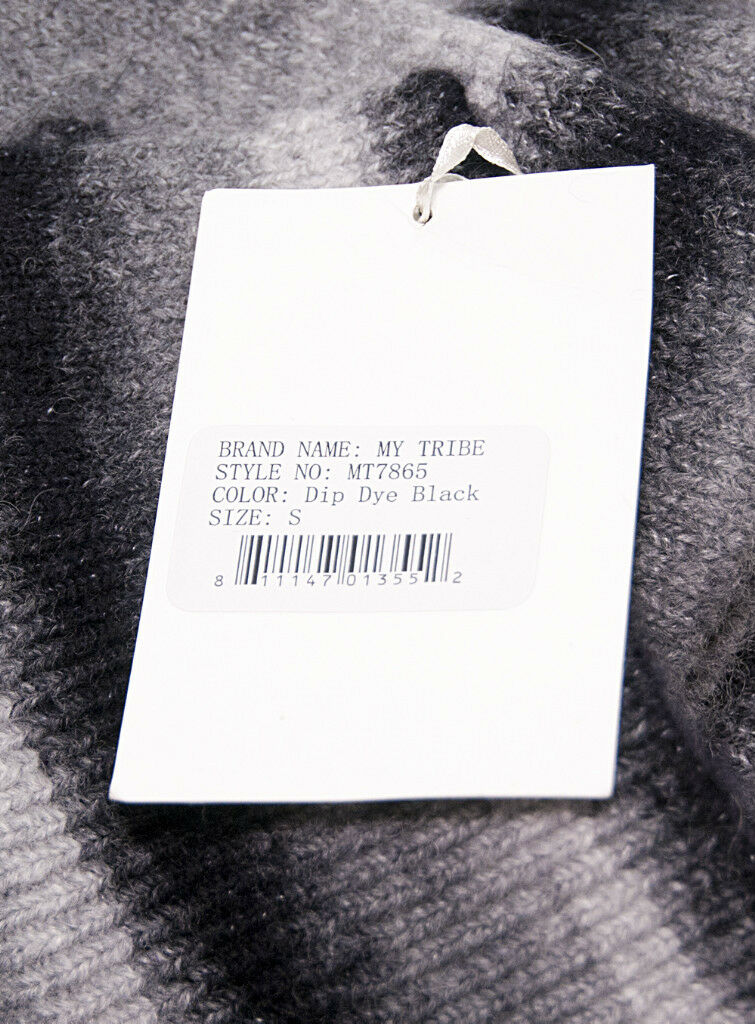 My Tribe Black Grey Ombre Dip Dye Wool Blend Peplum Cardigan Sweater S NWT